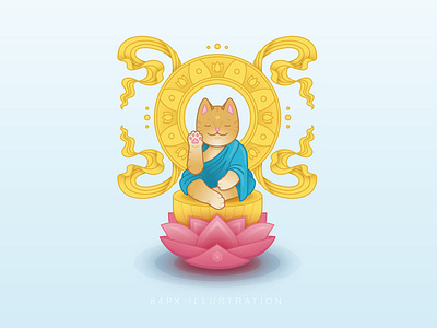 Buddha Cat buddha cat cat content lotus meditation vector illustration