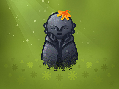 Little Stone Monk buddhism japan mossy vector illustration