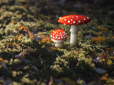 Digital Mushroom forest mushroom nature toadstool vector illustration
