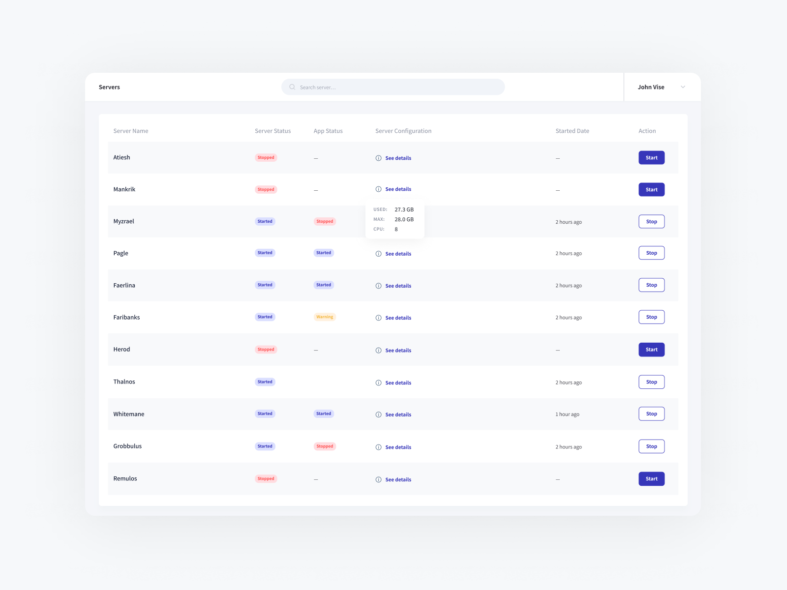 Server List by Audrey Toulemont on Dribbble