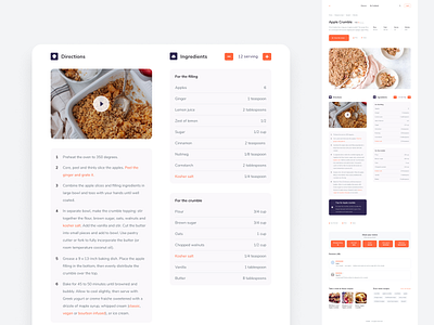 Recipe Page app cards chef cooking food recipe recipes ui ui design ux ux design web web app web design