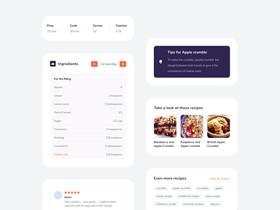 Recipe UI Design app card cards chef component components cooking food pattern recipe recipes ui ui design ux ux design web web app web design