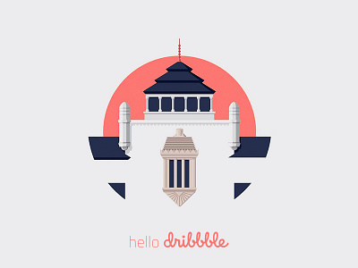 Hello Dribbble! bandung building city debut dribbble hello home landmark