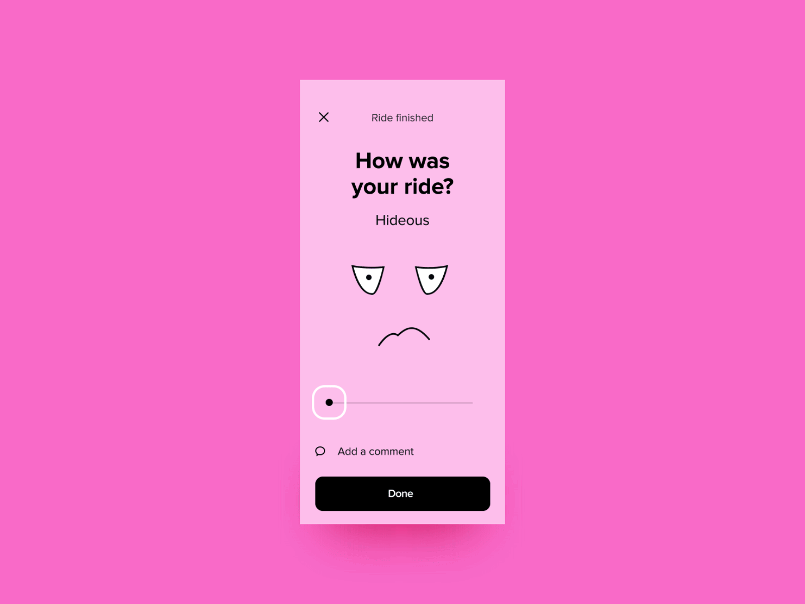 Rate your ride - Rebound shot 2d animation design emotional face icon interaction mobile rating rebound slider ui