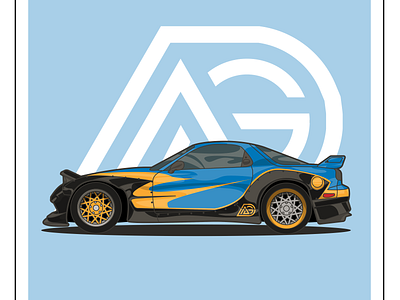 Mazda RX7 Ahmed Garage Edition abstract abstract design abstraction architechture design flat illustration logo modern symmetric symmetrical symmetry
