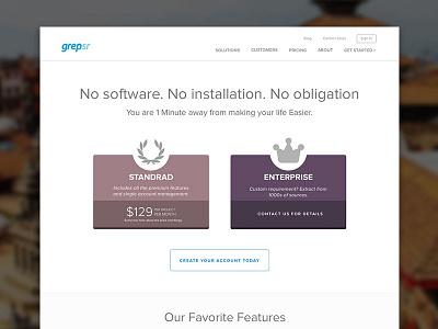 Pricing Page for Grepsr conversion leads pricing ui ux web