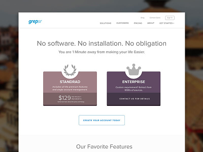 Pricing Page for Grepsr