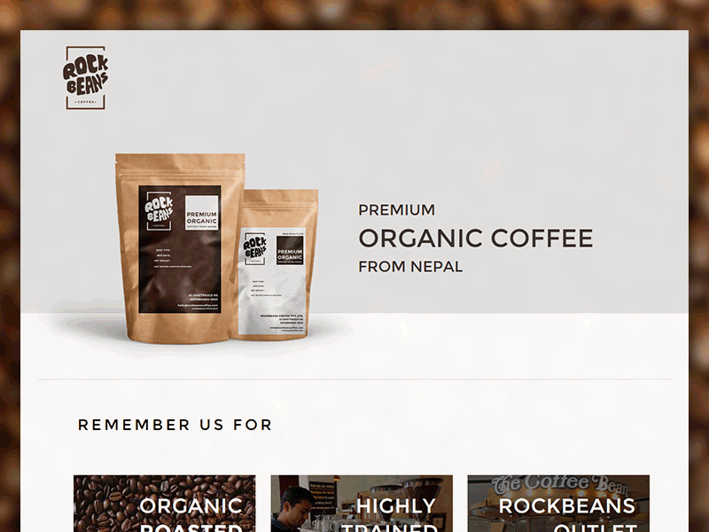 The Coffee Startup - Rock Beans Coffee. coffee design nepal packaging startup ui ux web