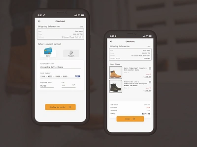 Timberland website checkout screen app design ui ux