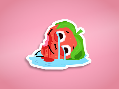 Crying Strawberry berry cry crying flat food fruit funny illustration illustrator joke meme memes printdesign sticker stickerdesign stickerpack stickers strawberry teepubic vector