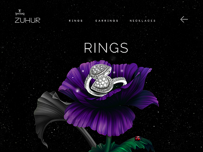 Tanishq Mid Night Bloom catalogue diamond flower jewellery night sky ui ux website