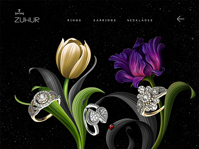 Tanishq Mid Night Bloom catalogue diamond flower jewellery ui ux website