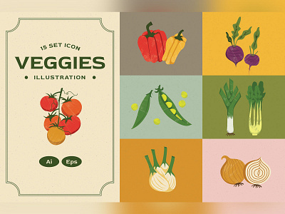 Veggies Illustration Set graphicook studio
