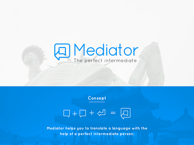 Mediator - Language intermediate app logo blue chat language logo mediator translate