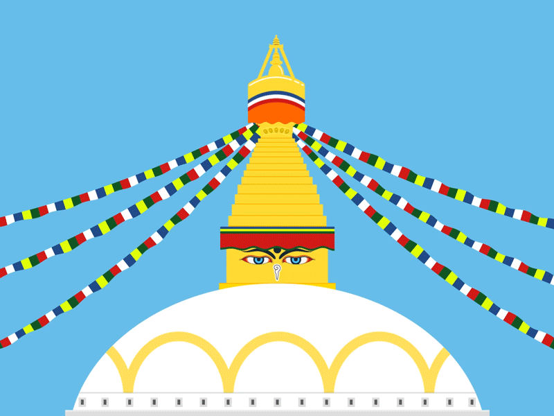 Stupa ae boudha boudhanath illustration kathmandu nepal prayerflags stupa temple