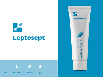 Logo for Leptosept, hand care gel antibacterial brand design brandglow branding care covid 19 hand logo logotype design protection visual identity