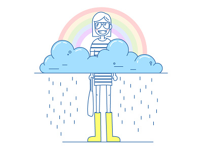 Rain girl illustrator rain rainbow yellow yellow boots
