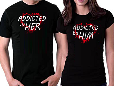 Addicted to Her & Him Couple T-Shirt addicted to her him couple t shirt