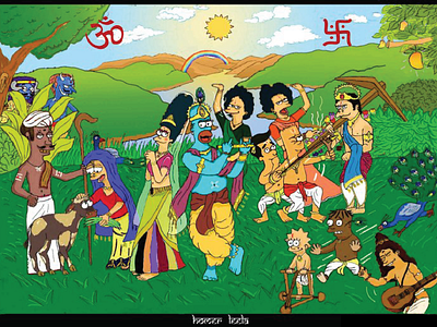 Homer Leelai illustration india krishna simpsons tribute