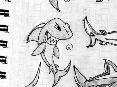 Silver Shark fish shark sketch