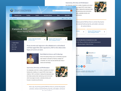 Careers Homepage for the National Science Foundation design website