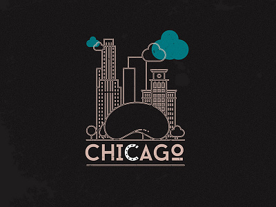 Chicago : Millenium Park bean buildings chicago icons illustration outlines