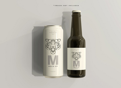 sleek-soda-beer-can-with-bottle-mockup 3d animation app branding design graphic design illustration logo motion graphics ui vector