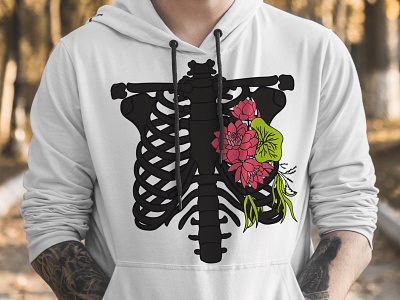 Skeleton torso flower graphic design skeleton torso flower