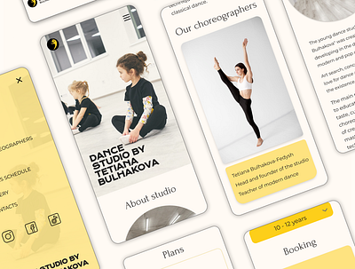 Mobile version of website for dance studio design landing landingpage ui web