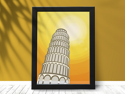 Tourist Attractions - Tower of Pisa creative illustration historical monuments illustration italy tourist attractions tower of pisa wall art wall poster