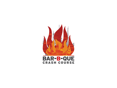 Bar-B-Que Crash Course bbq branding fire flames food food and drink layered logo red wood