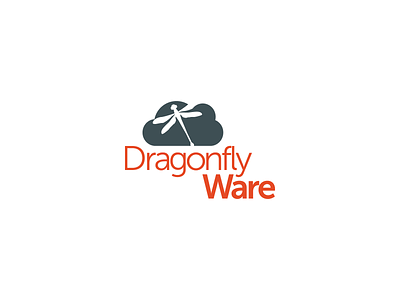 DragonFly Ware branding cloud dragonfly logo orange tech vector