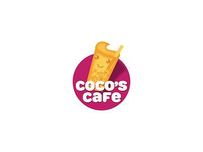 Coco's Cafe branding bubble tea character cup face illustration logo restaurant smile vector