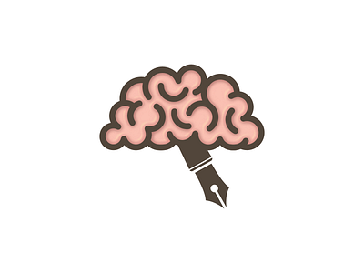 Creative writer. author brain creative logo pen writer