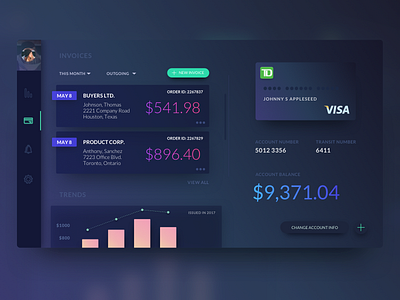 Business Dashboard - Dark UI dashboard ui gradients graphs mobile uiux sketch uiux web design