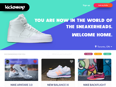 Kickswap - Sneaker Marketplace Concept colors light ui web design