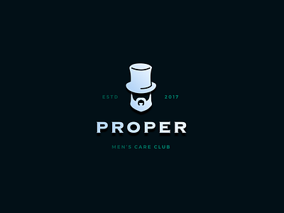 PROPER - Men's Care Club - Logo Concept beard brand logo mens care packaging top hat