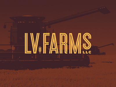 LV Farms - Wordmark combine farm logotype ranch stencil type wheat wordmark logo