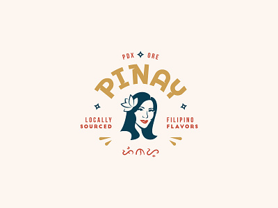 Pinay - Logo catering face filipino flower food hair jasmine logo oregon pdx portland stars type woman woman illustration woman logo