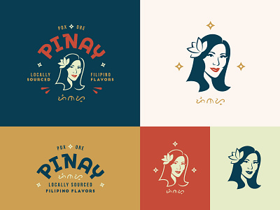 Pinay - Logo Variants face logo logomarks stars type woman woman logo woman portrait