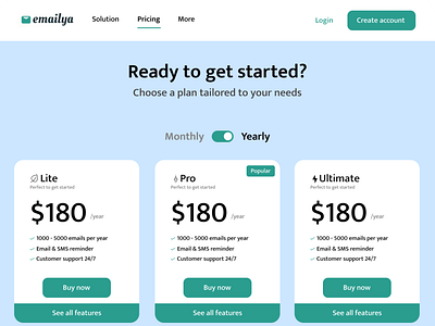 Emailya - Pricing plans & Checkout