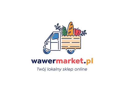 wawermarket.pl branding delivery line art logo logo design market mopped sign vegetables