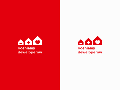 We Evaluate Developers Logo (in English) developer heart house logo logodesign minus plus rating