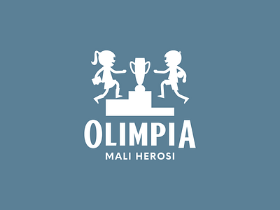 Olimpia "Small Heroes" logo design for kindergarten branding cup firndship joy kids kindergarten logo logotype podium sign tolerance