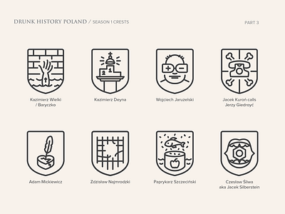 DRUNK HISTORY Poland Crests part 3/3 crest drunk history icon line art