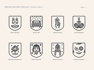 DRUNK HISTORY Poland Crests part 2/3 crest drunk history icon line art