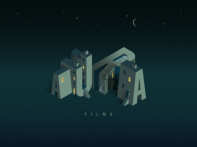 Aura Films cinematic logo atmosferic aura city typography art