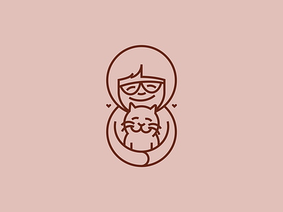 Girl with Cat car girl line art sign