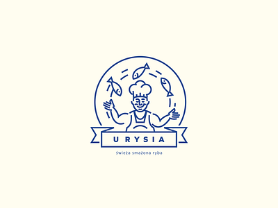 "U Rysia" Restaurant fish fried juggle logo restaurant