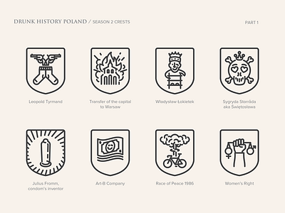 Drunk History Poland Series - Season II, Crests, part 1 of 4 crest drunk history icon illustration line art